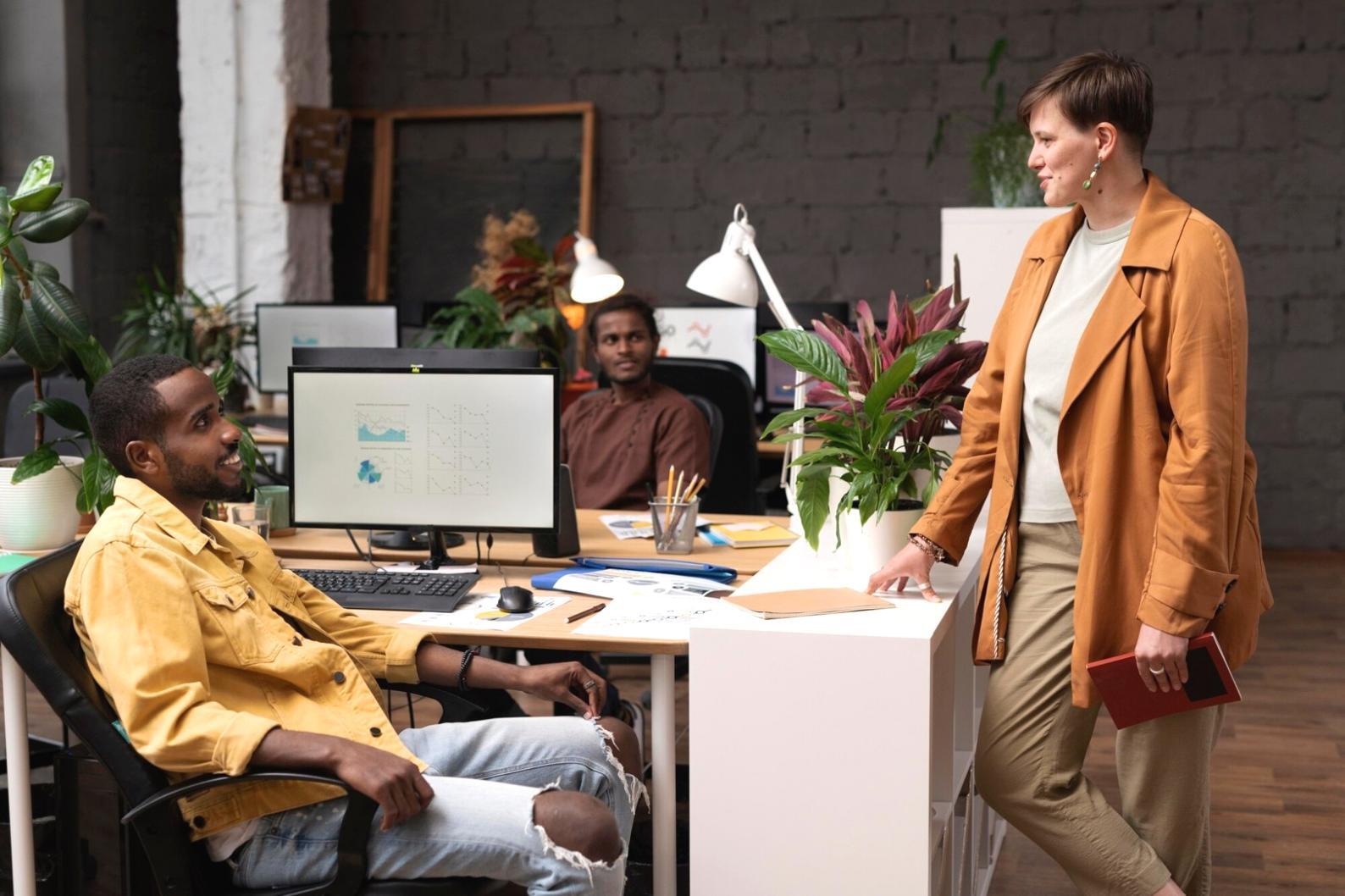 Modern office environment for financial education